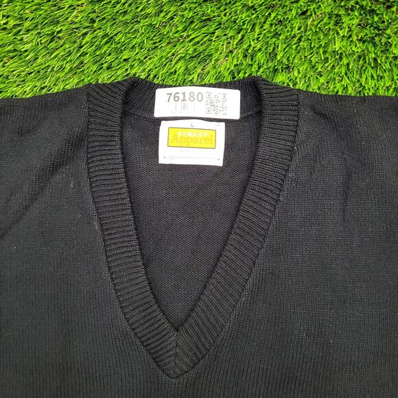 Vintage 80s MOD Knitwear Sweater Large 22x25 Black - Picture 8 of 9